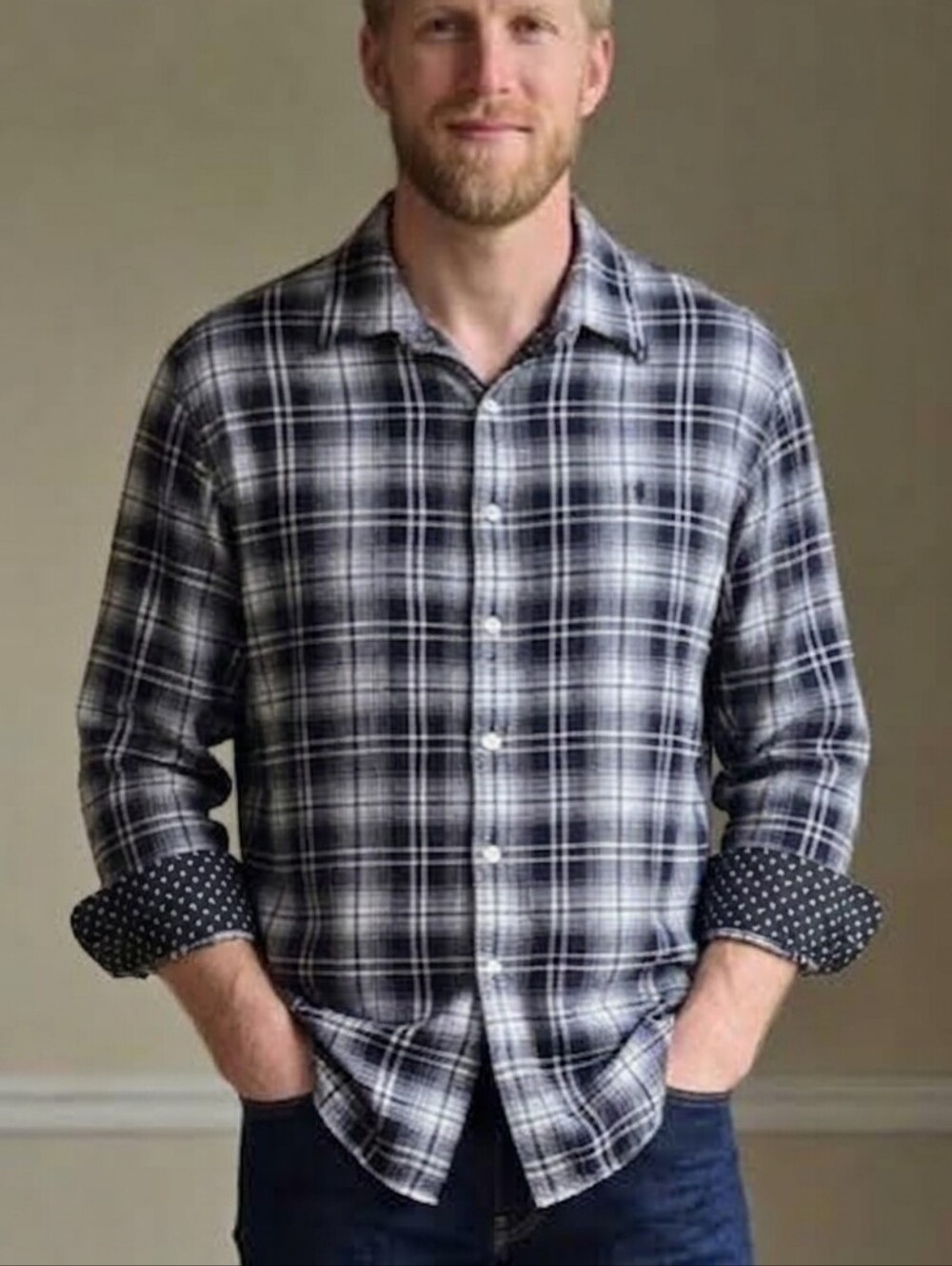 Polo Ralph Lauren Double Face Black White Plaid Flannel Cotton Button Down XXL